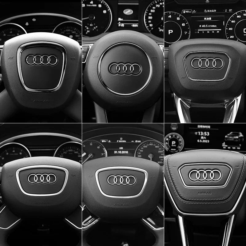 Car Steering Wheel Center Emblem Logo Sticker For AUDI Trim Frame Badge Decor Ring Cover Auto Accessories Q5 Q3 Q7 A3 A4 A6 S3