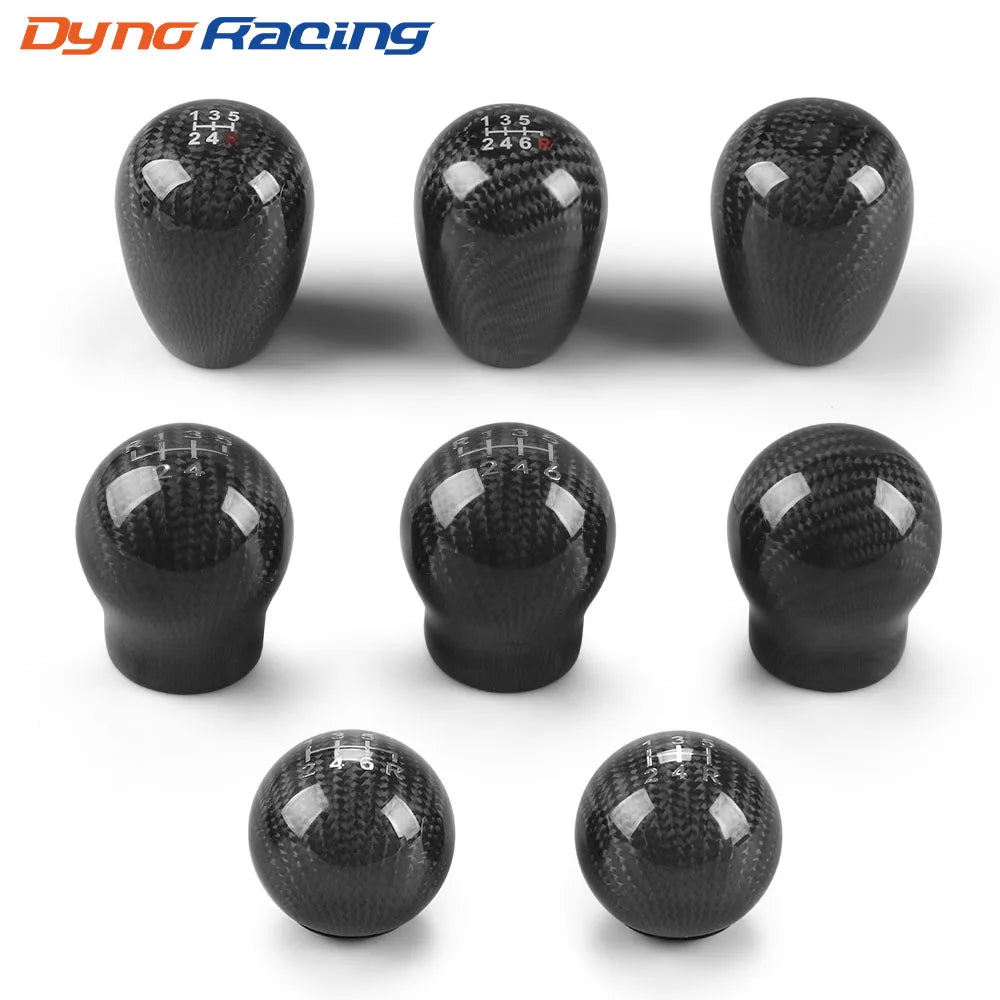 JDM Style Oval/Sphere Carbon Fiber Manual Gear Shift Knob M12*1.25 With 3 Adapters M8*1.25, M10*1.25, M10*1.5 Shift Head Knob