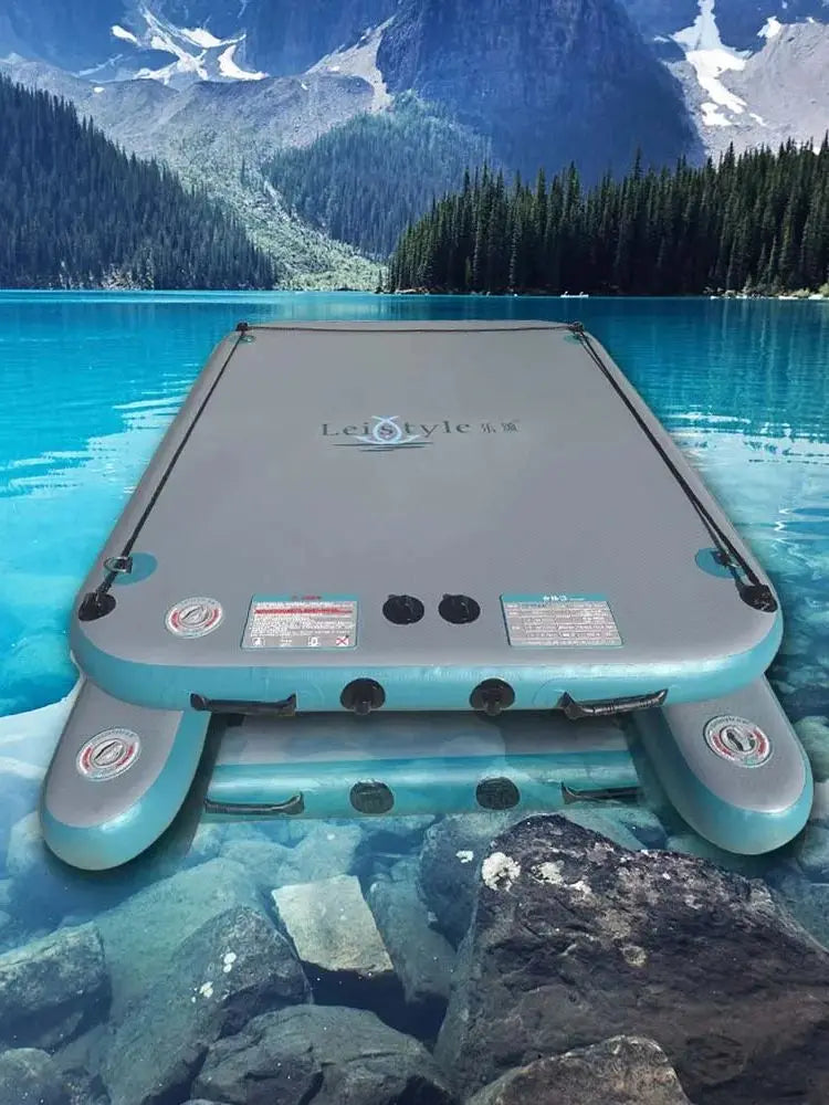 Solarmarine Inflatable Water Platform Island Dock Raft, Floating Pontoon for Fishing, Swimming River Lake Pool, 200cm, 2 Persons
