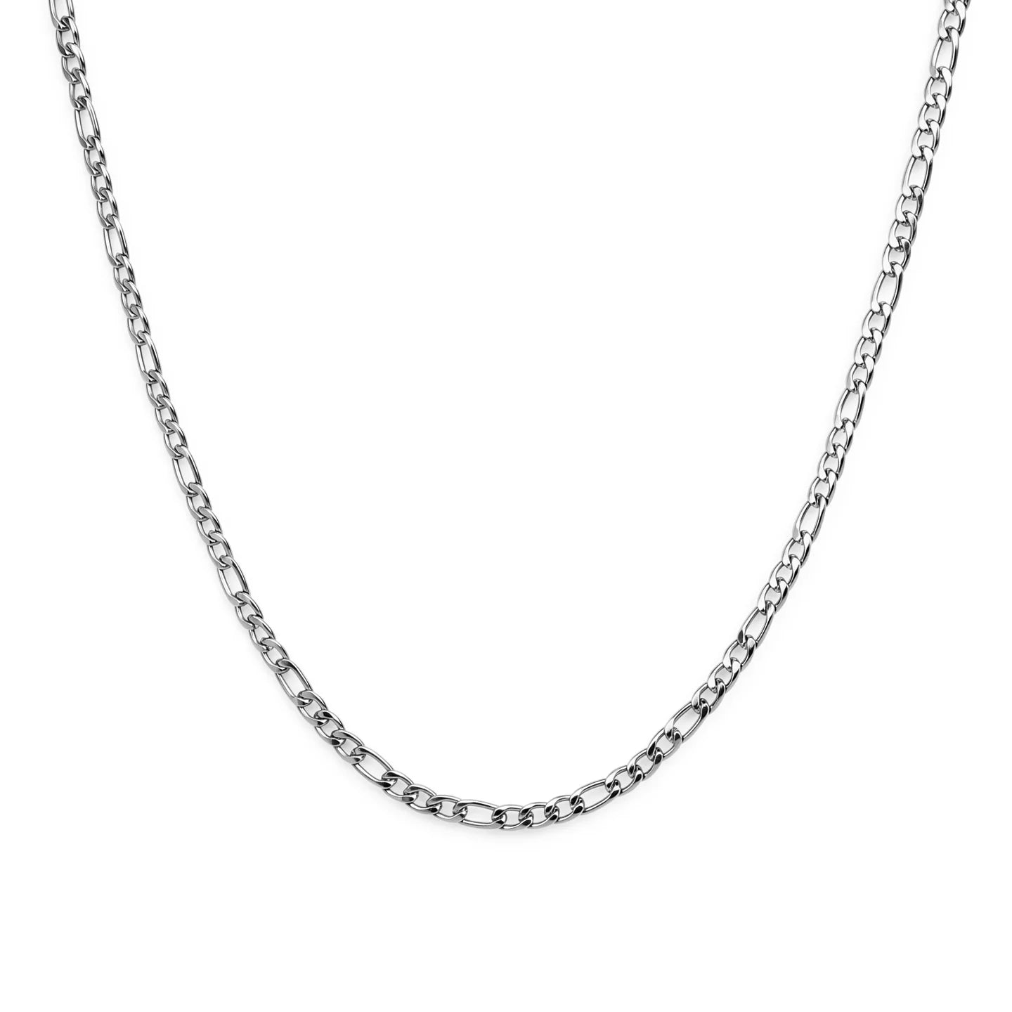 316L Stainless Steel Figaro Chain 58cm, Non-Tarnish NK 3:1 Link Necklace, Waterproof Minimalist Hip Hop Jewelry Gold Steel