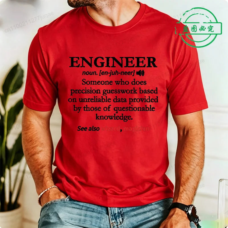 Summer Men's Retro T-Shirts Engineer Definition Shirt Tops Casual Fashion T-shirt Mechanical Engineering Gift TShirt Street Wear