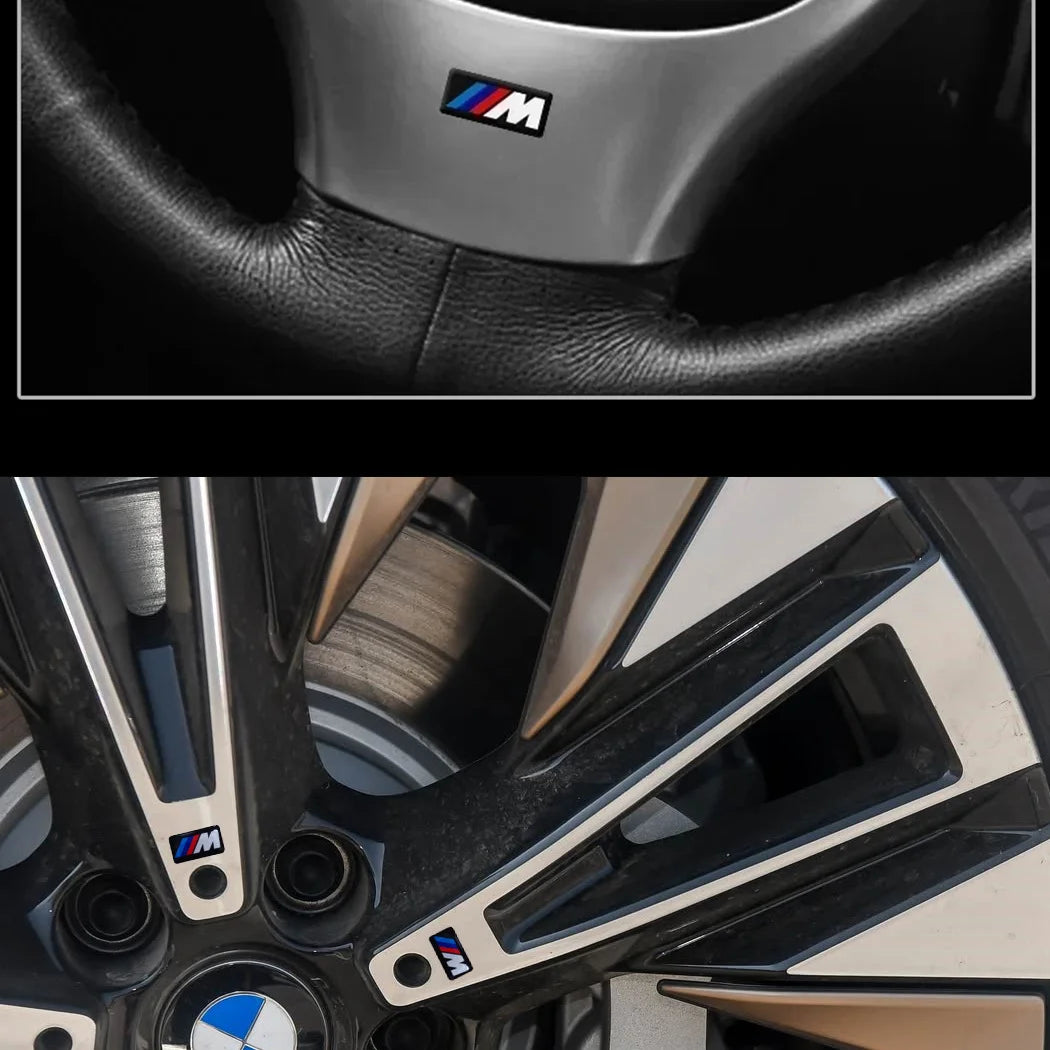For BMW M Performance E84 E87 X5 E70 F25 E90 E91 F01 F02 E60 E61 F10 F15 F30 M3 M5 E64 4pc Car Sticker Steering Wheel Hub Decals