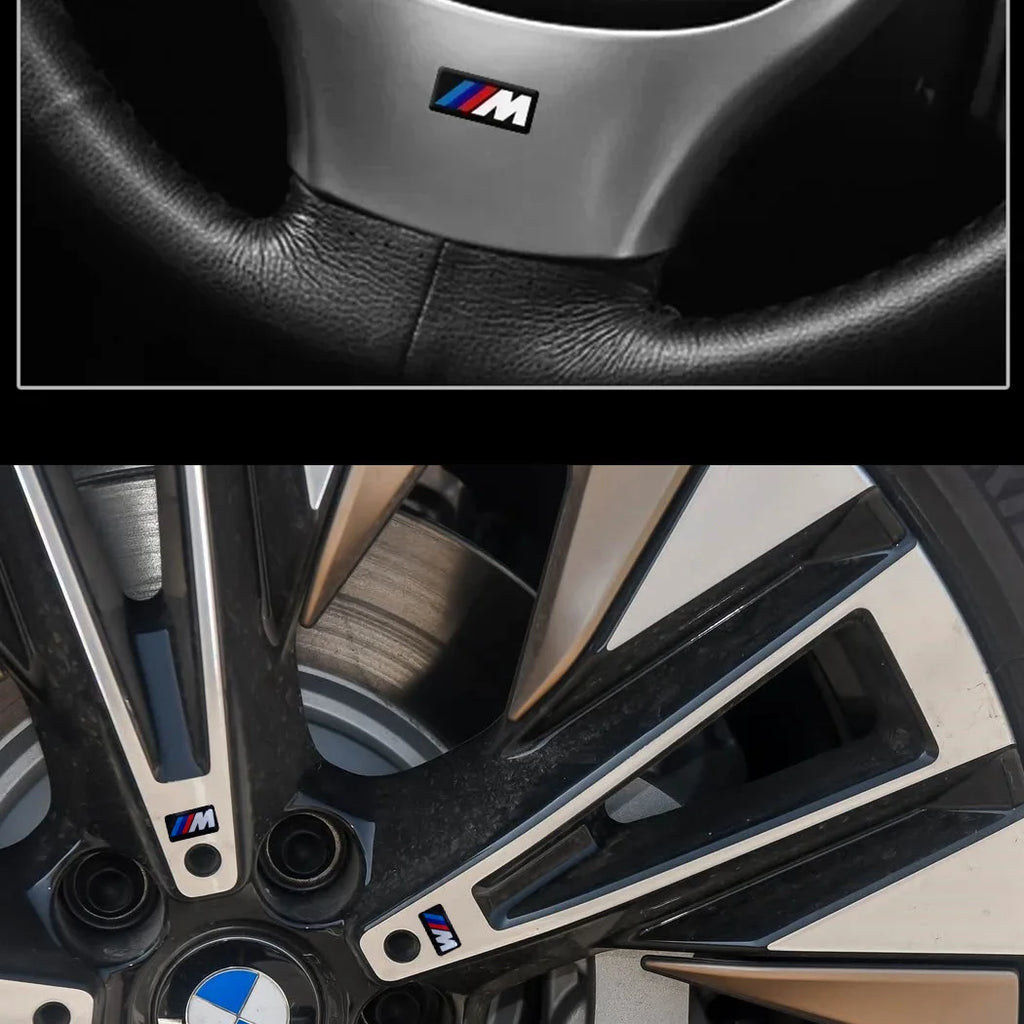 For BMW M Performance E84 E87 X5 E70 F25 E90 E91 F01 F02 E60 E61 F10 F15 F30 M3 M5 E64 4pc Car Sticker Steering Wheel Hub Decals
