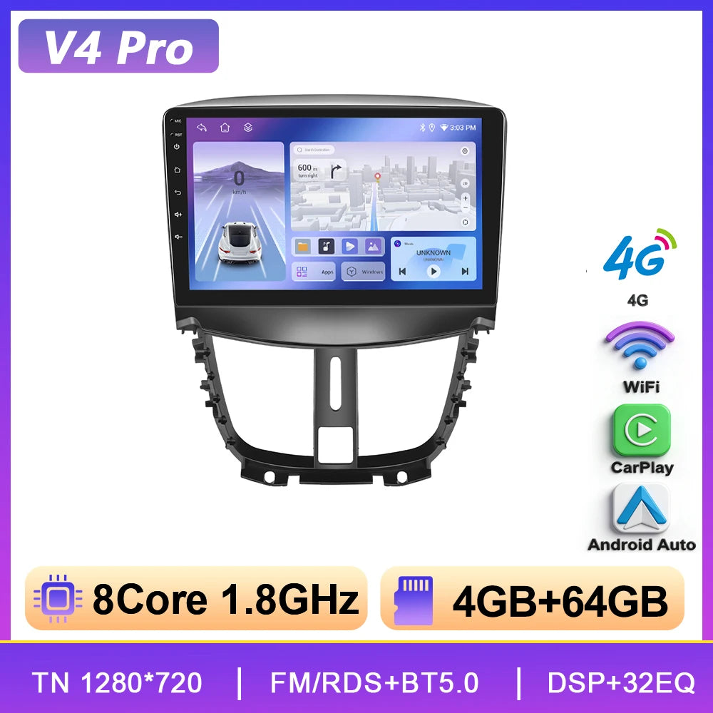 Podofo 6+128G Wireless CarPlay Car Radio