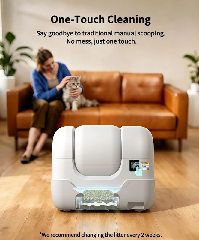 Smart clean cat litter box with automatic feeding, packaging, sealing and automatic bag changing functions