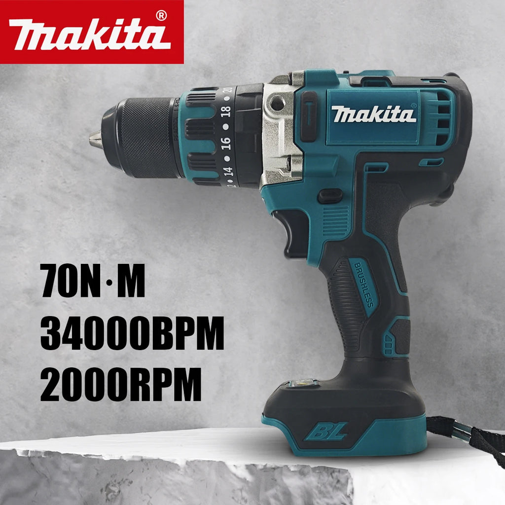 Makita 13mm Brushless Cordless Electric Drill And Screwdriver Kit Adjustable Speed Metal Chuck Power Tool No Battery Included