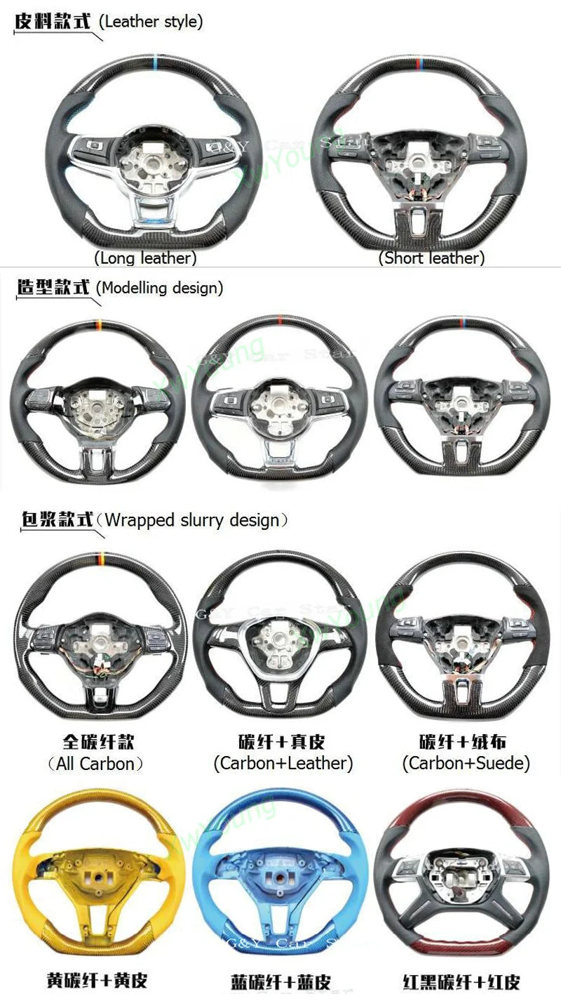 100% Real Carbon Fiber Steering Wheel For VW Volkswagen Golf 7 Rline GTI GTS GTD GTE Polo GTI Scirocco T-ROC Tiguan