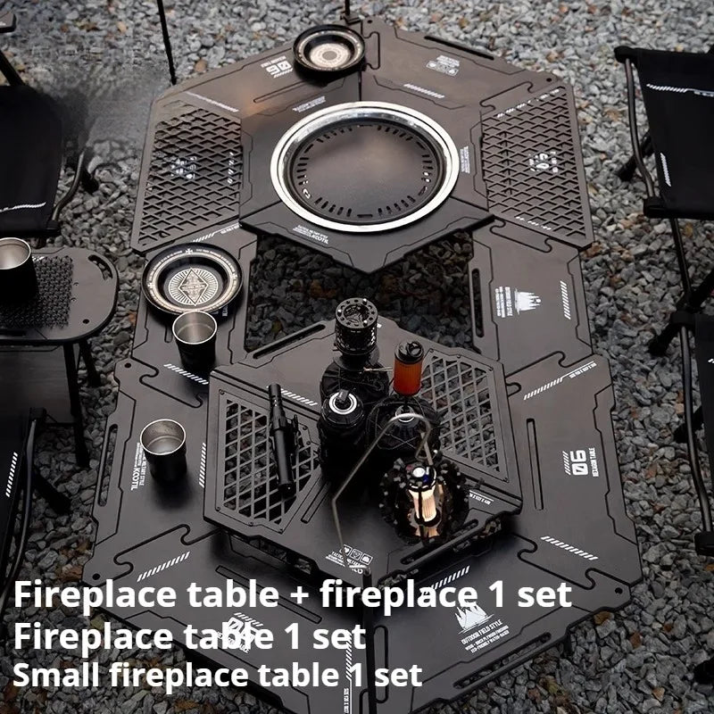 Foldable Detachable Hexagonal Tables Lightweight Convenient Barbecue Picnic Tables Multifunctional Outdoor Camping Furnishings
