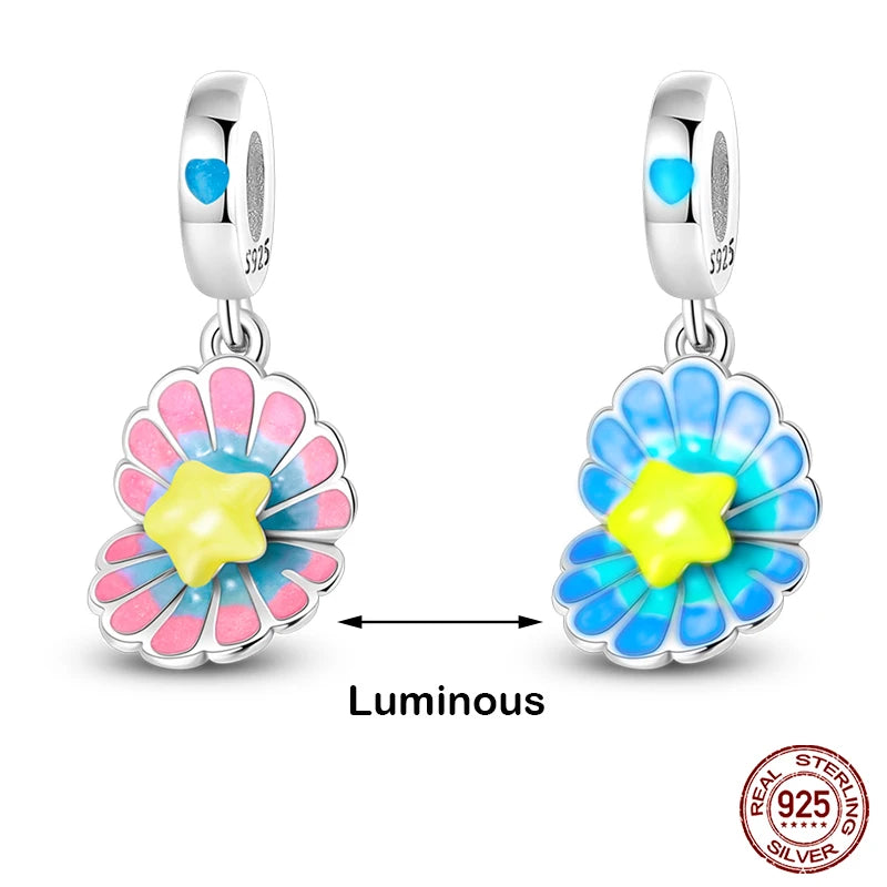 Hot Sale 925 Silver Glow in the dark Firefly Honeybee Star Charms Beads Fit Qikaola 925 Original Bracelets Fine DIY Jewelry Gift