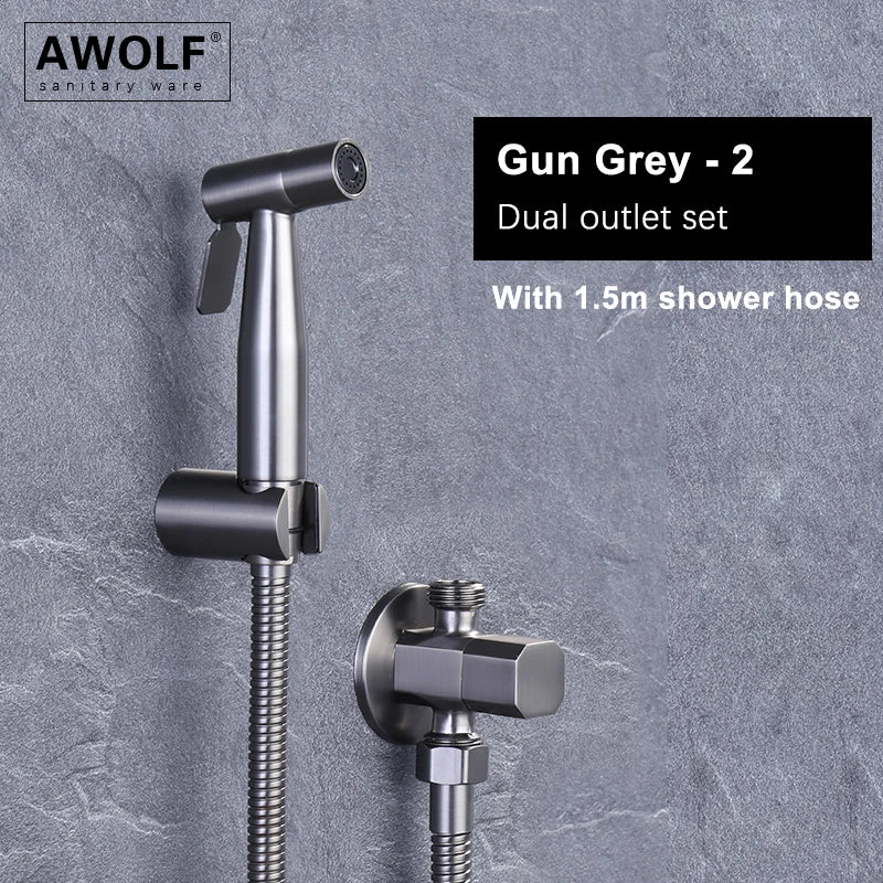 Handheld Toilet Bidet Sprayer Head Brushed Rose Gold Stainless Steel Bathroom Shattaf System Douche Kit AP2354