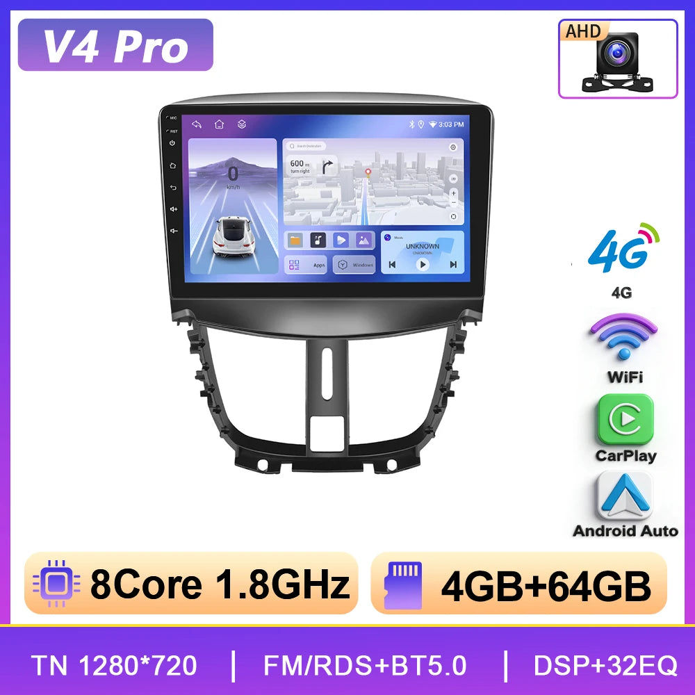 Podofo 6+128G Wireless CarPlay Car Radio