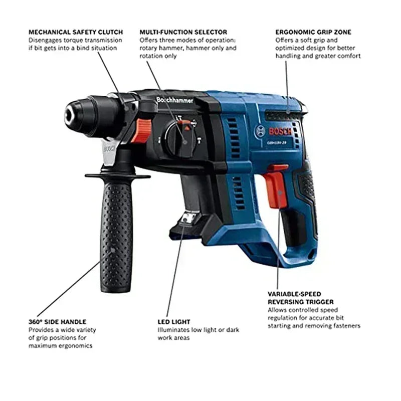Marteau perforateur sans fil BOSCH GBH 180-LI sans charbon avec SDS PLUS 18 V Outils électriques à percussion professionnels au lithium Bosch GBH180-LI