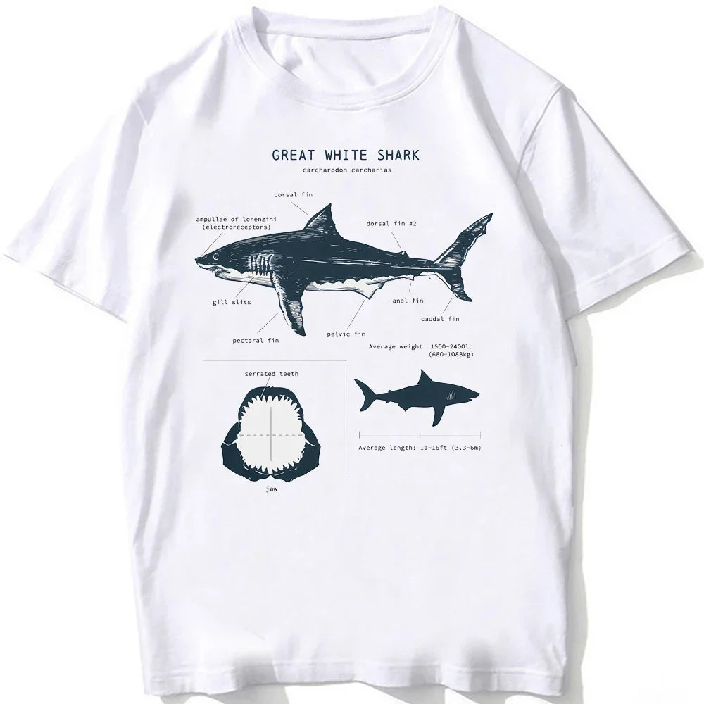 Whale Shark Anatomy Biology T-shirt Unisex Women Hip Hop Casual T Shirts Women Beach Diving White Tshirt Vintage women Tees