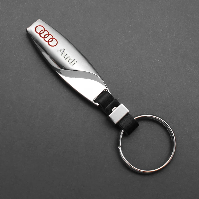 3D Metal Car Styling Badge Keychain Leather Woven Emblem Key Ring Accessories For Audi A3 A4 B8 8P 8V A6 C7 A5 Q5 B7 B6 B9 SLINE