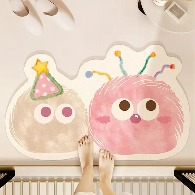 VIKAMA Cute and Fun Big Eyes Cloud Bathroom Carpet Absorbent Anti slip Quick drying Foot Mat Toilet Entrance Door Mat
