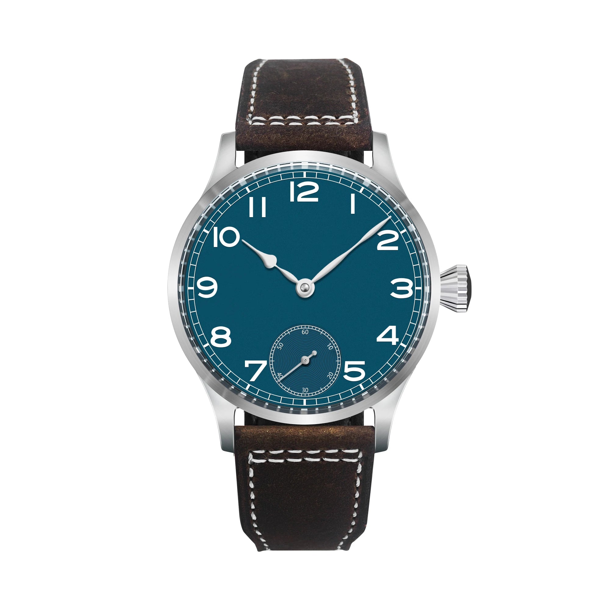 Custom CORGEUT ST3621 Mechanical Hand Wind Watch Men 42mm Personalized Name Dial Sapphire Crystal Vintage Pilot Leather Strap