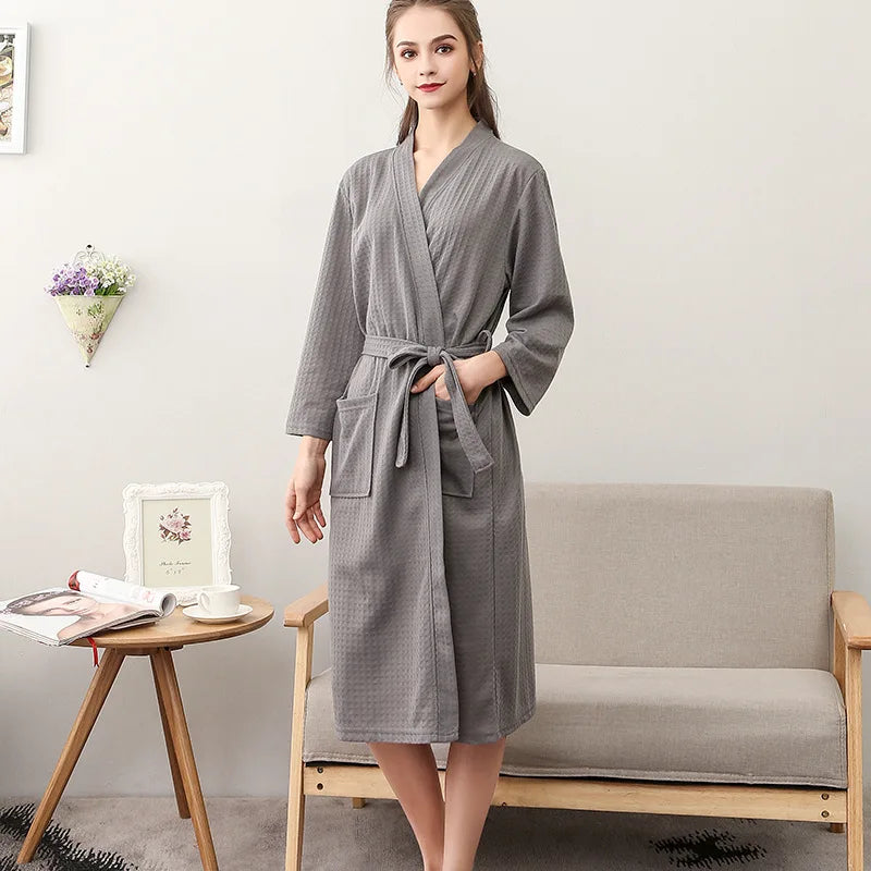 Custom Couple Bathrobe Embroidered with Names Logo Home Clothes Waffle Knit Bathrobe for Couples Hotel Spa Robe for Men Women
