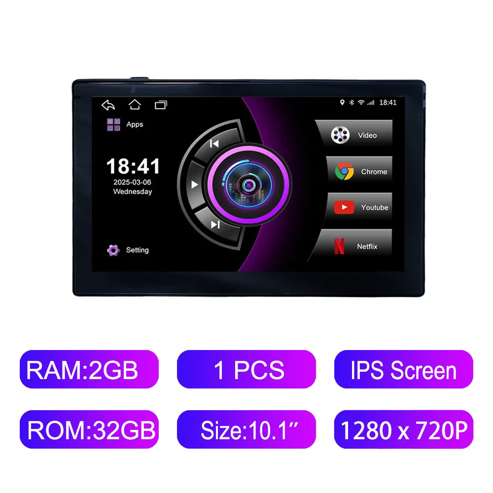 10.1 Inch HD 1280*720 Android Car Headrest Monitor Back Seat Multimedia Player Apple Carplay Ambient Lights BT SD Android Auto