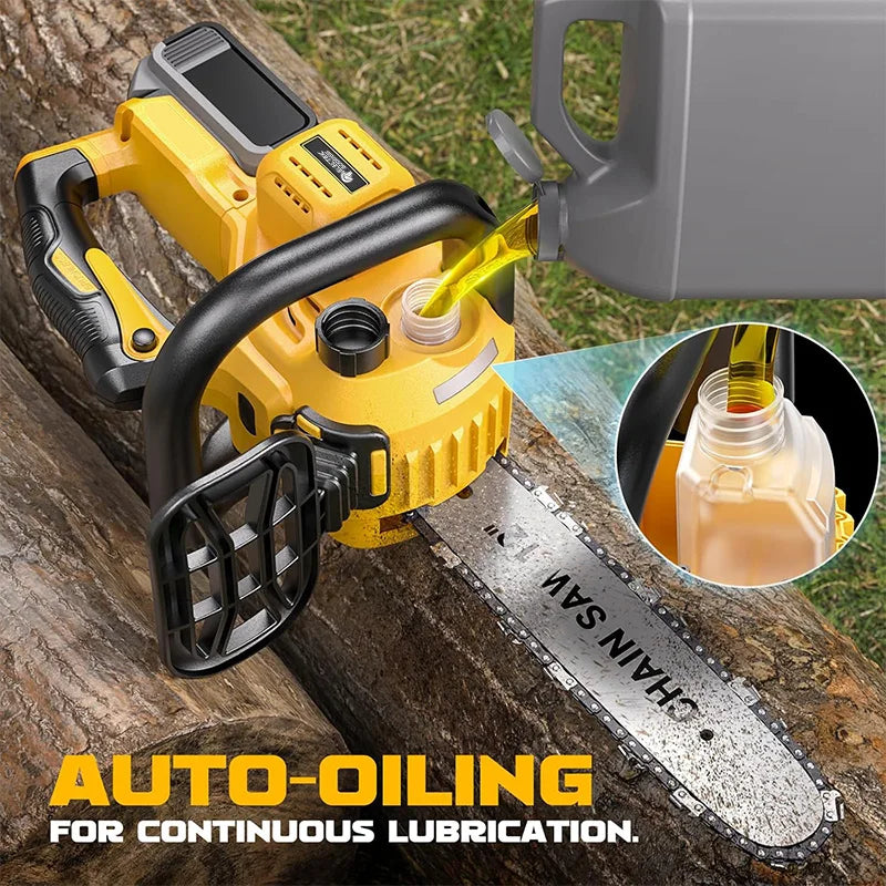 1200W 12 Inch Brushless Electric ChainSaw Cordless Battery Saw Portable Garden Woodworking Power Tool For Dewalt 20V Battery Pin