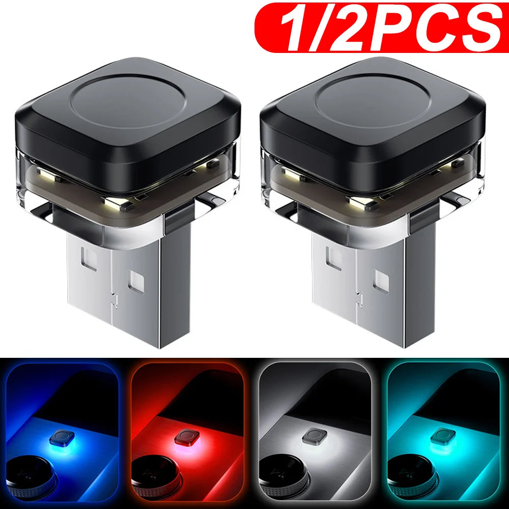 1/2PCS Mini USB Car LED Light Auto LED Interior Lighting DC 5V USB LED Atmosphere Light Laptop Keyboard Light Decoration Night