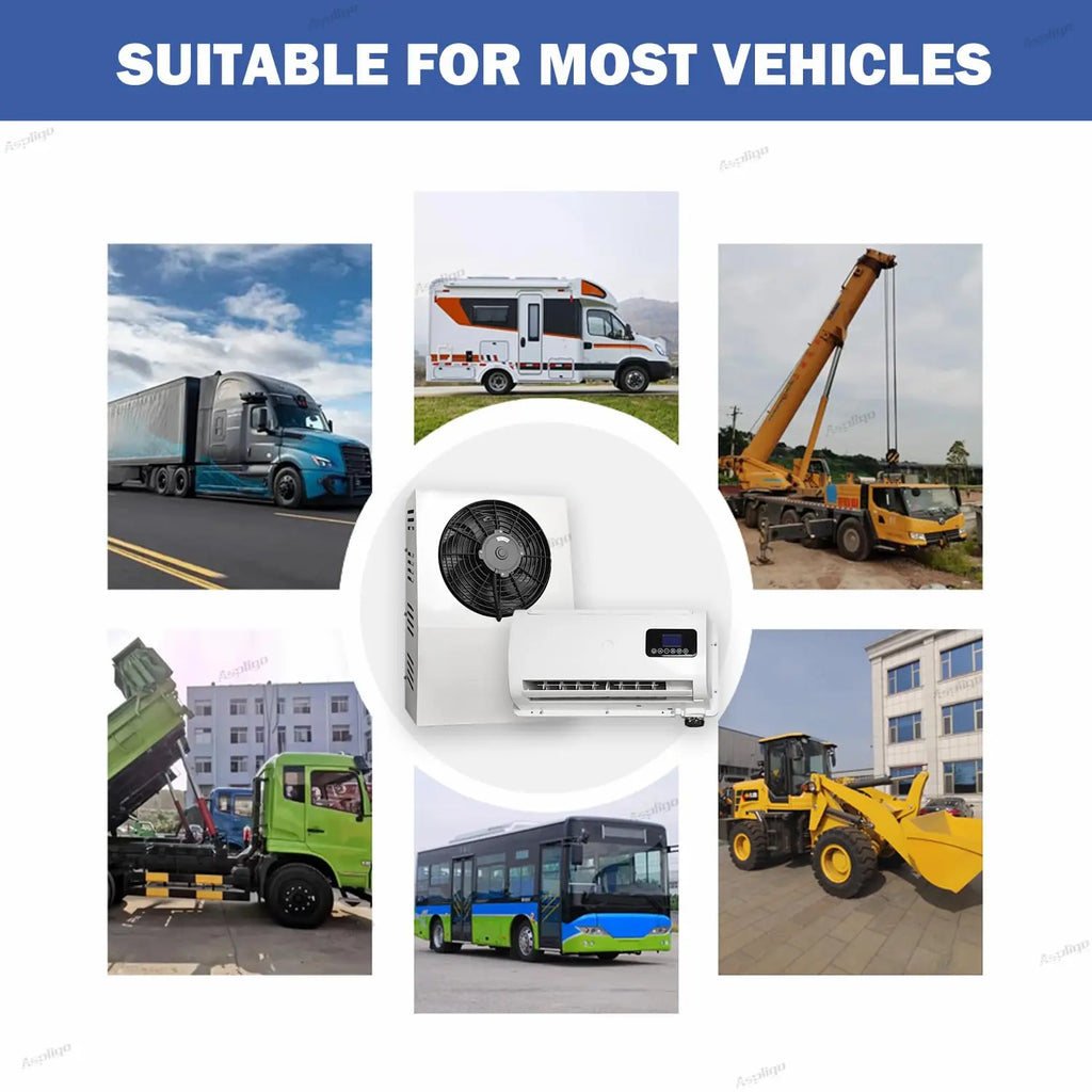 12V/24V Split Air Conditioner for Truck Van RV Camper Low Noise Fast Cooling Electric Parking Air Conditioning System 10500BTU