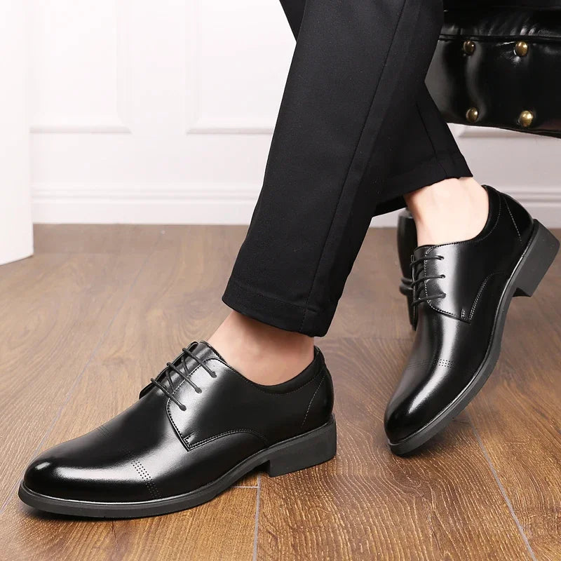 2025 Formal Height Increasing Shoes Man Taller Elevator 6CM Invisible Insole For Men Heighten Increased Oxfords Business Lift