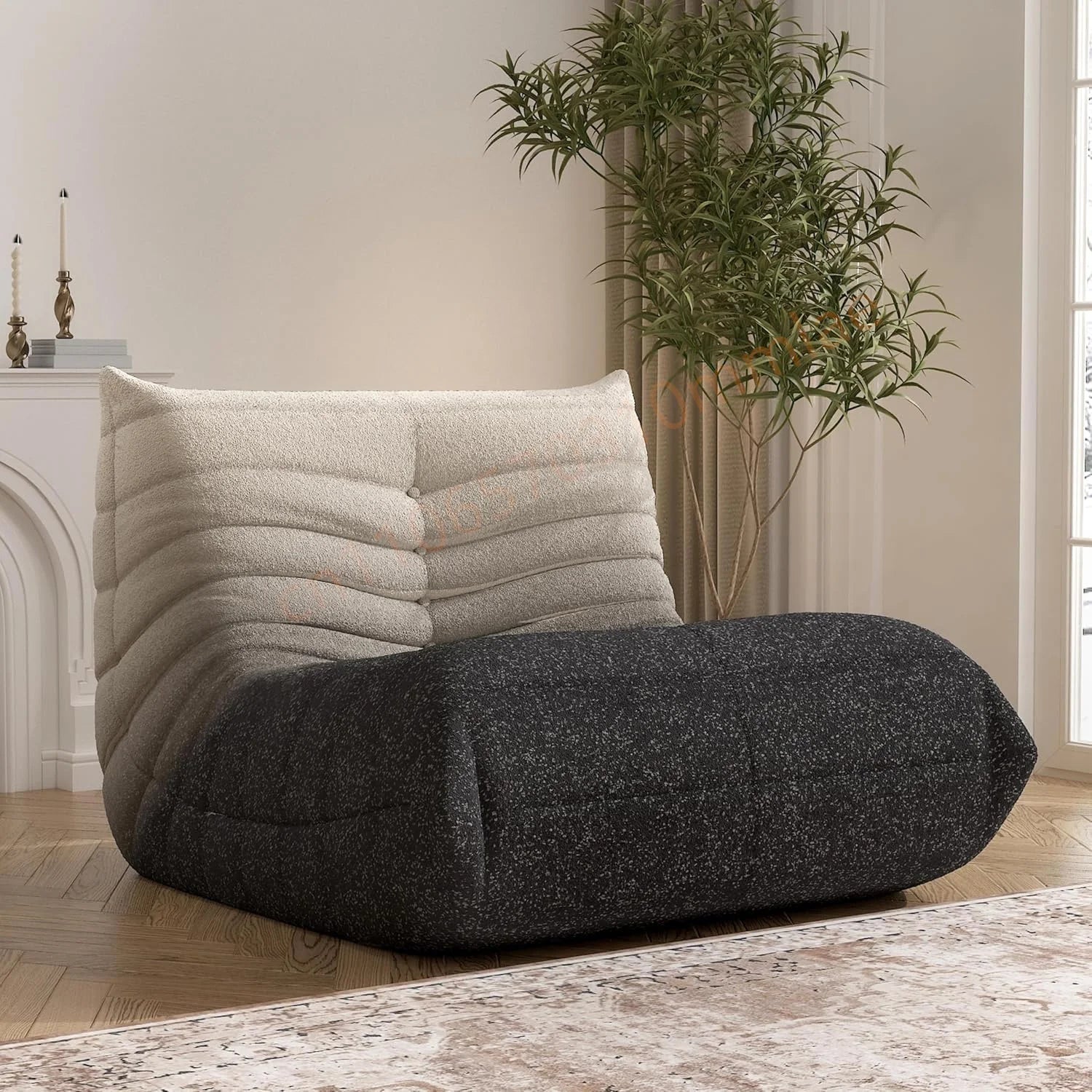 DIGGERA Single Lazy Sofas Chair Togo Sofa Couch Memory Foam Bean Bag Chair For Living Room Bedroom Fireside Chairs