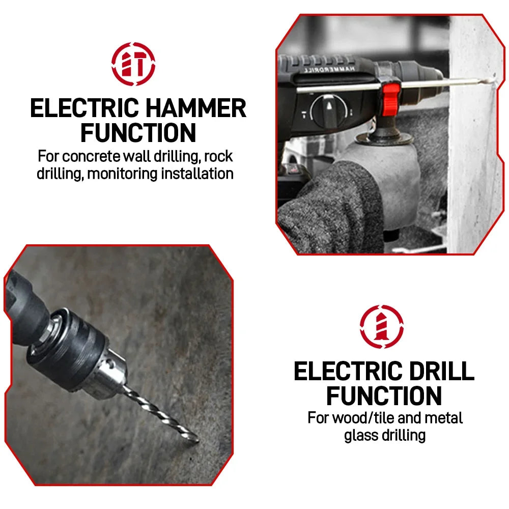 ONEVAN 3500W Brushless Electric Rotary Hammer 4000RPM Cordless Portable Impact Drill Screw Power Tool For Makita 18V Battery Pin