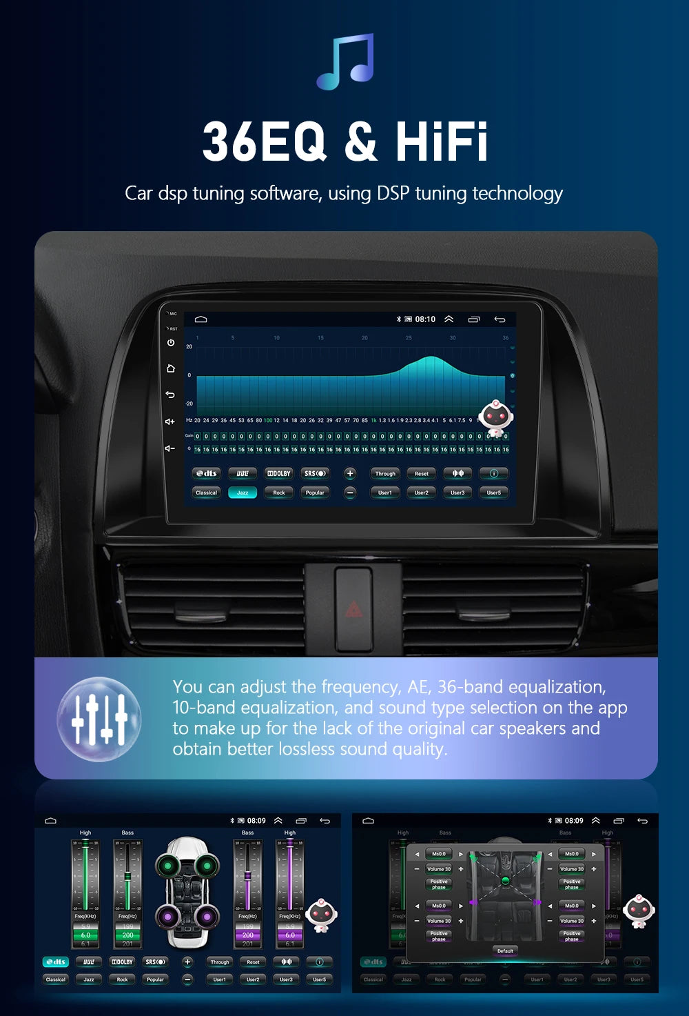 Podofo  6+128G Wireless CarPlay Auto Car Radio for Peugeot 207 CC 207CC 2009-2013 Multimedia Player 2Din Car Stereo GPS 4G Wifi