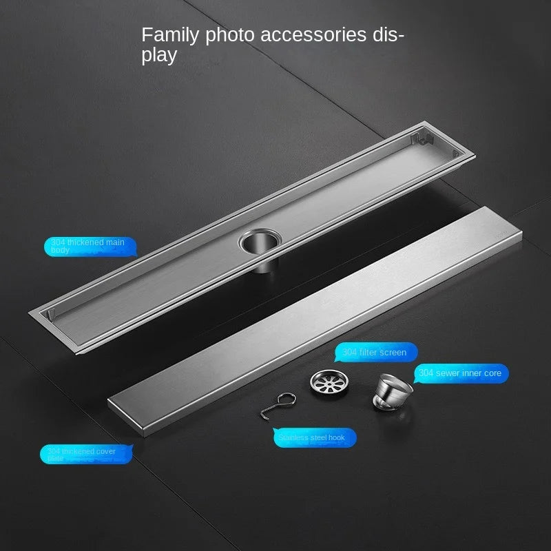 Invisible Tile Floor Drain Brshed Gold Black 304 Stainless Steel Lavatory Bathroom Shower Long Linear Drainage Side Floor Drains