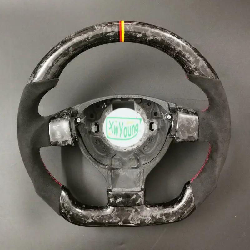 100% Real Carbon Fiber Steering Wheel With Leather For VW Volkswagen Golf 5 Mk5 GTI TSI Passat Maiteng Touran(No Paddles)