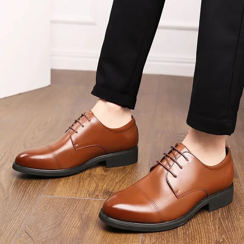 2025 Formal Height Increasing Shoes Man Taller Elevator 6CM Invisible Insole For Men Heighten Increased Oxfords Business Lift