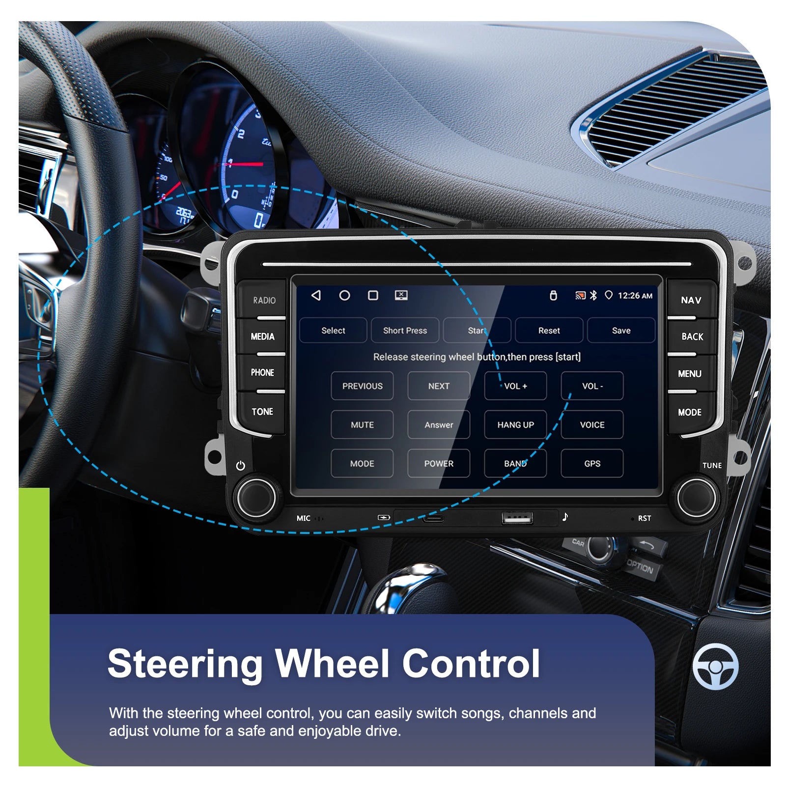 Podofo 7 "9" CarPlay Android Car Radio For Volkswagen VW Golf Passat JETTA Skoda SEAT Car Intelligent System 2din GPS Car Radio