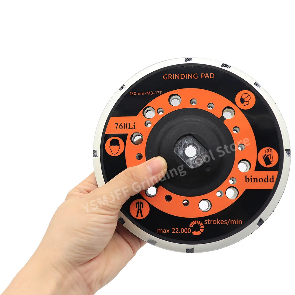 6 Inch 44 Hole Dust Free Backing Plate Hook & Loop Sanding Pad M8-17T Thread Self Adhesive Grinding Pad for FLEX/RUPES Sander