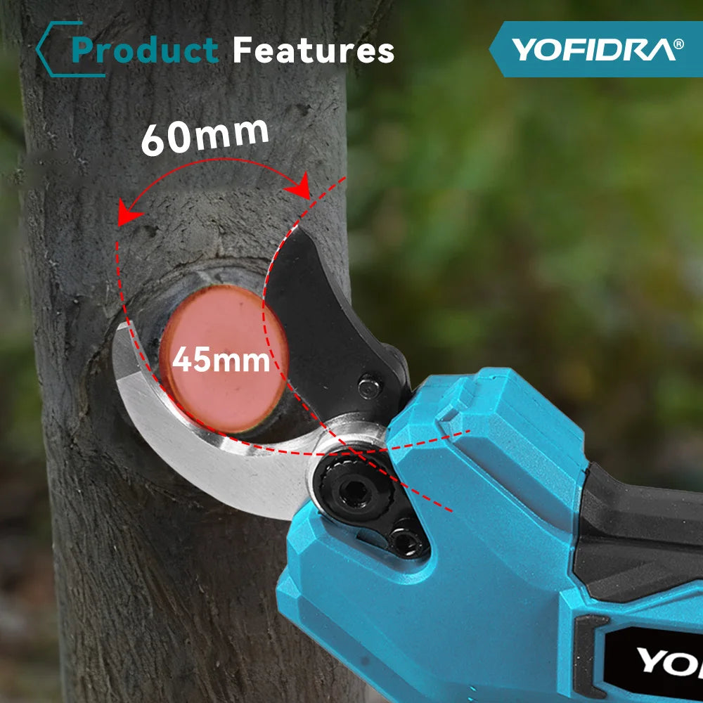 YOFIDRA 60mm AI Gears Control Brushless Electric Pruner Cordless Tree Bonsai Pruning Electric Scissors For Makita 21V Battery