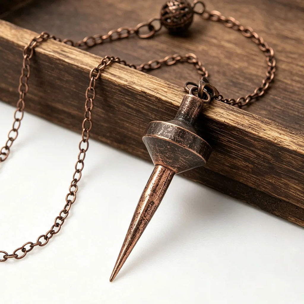 Anitque Copper Pendulum for Divination Reiki Cone Pointed  Metal Pendant Dowsing  Answer Wicca Tool Spiritual Retro Pendulo X406