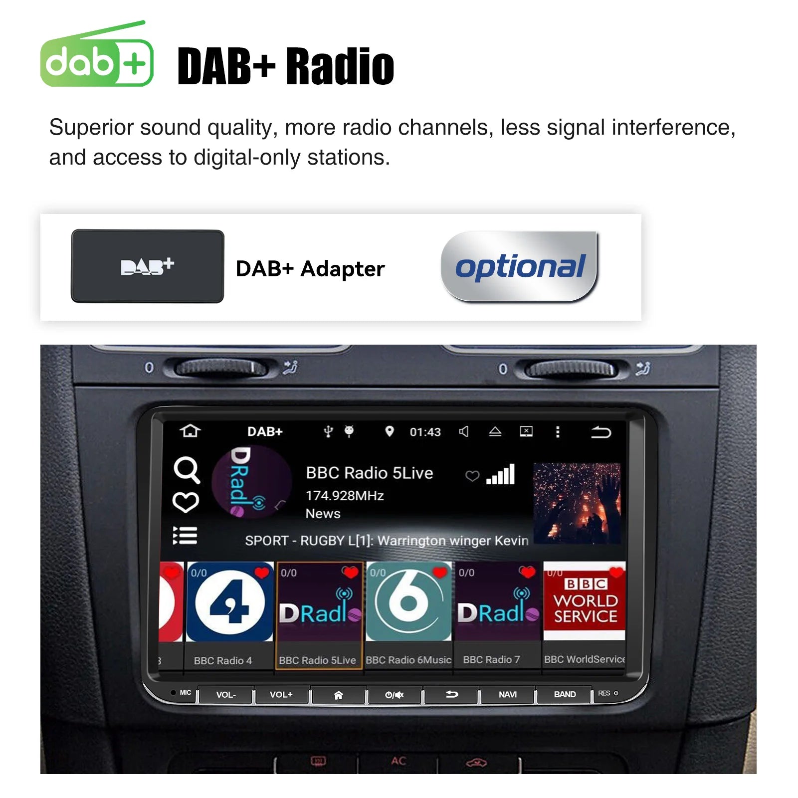 9" Android 14 4G+64G Wireless Carplay Car Stereo GPS NAVI WIFI RDS FM BT EQ for VW Golf 5 6 Passat Polo Touran Tiguan Caddy EOS