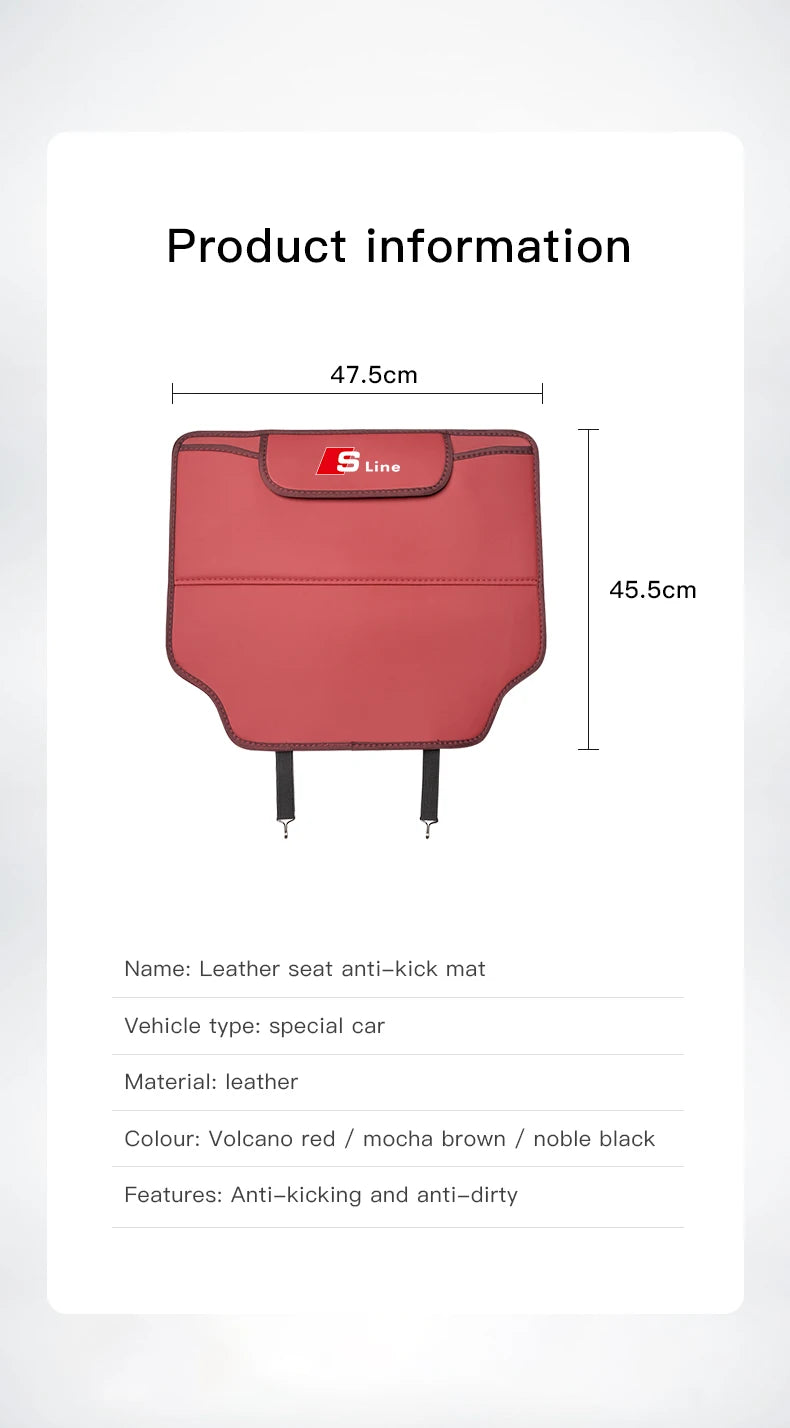 Leather Car Seat Protector Kids Anti-kick Pad Storage Bag For Audi Sline A3 A4 A5 A6 A7 A1 A2 A8 Q1 Q2 Q3 Q4 Q5 Q6 Q7 Q8 TT RS3