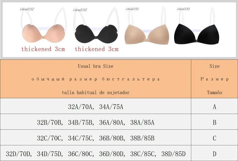 Backless Strapless Woman Bra for Dress Push Up  Adhesive Invisible Bras with Transparent Straps Sexy Silicone Underwear Lingerie