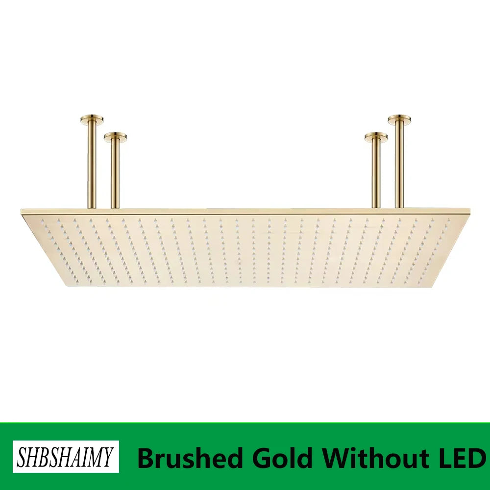SHBSHAIMY Pommeau de Douche Chrome LED 40*80cm Grande Pluie Robinet de Pluie Chromé Robinet de Salle de Bain Pulvérisateur Carré en Acier Inoxydable