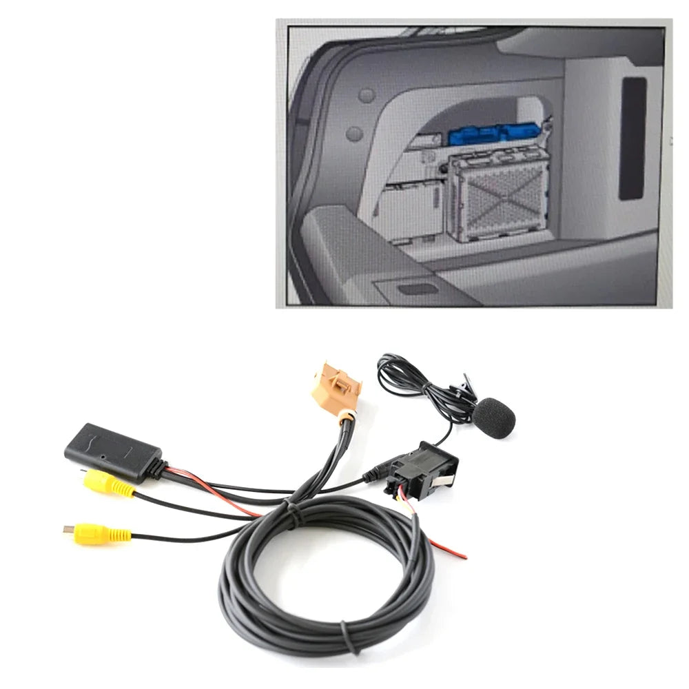 12V MMI 2G Car Bluetooth AUX Cable Adapter Music Audio Mic for Q7 A6 A8 2006-2008 J523 Only for AV1 AV2 Mode