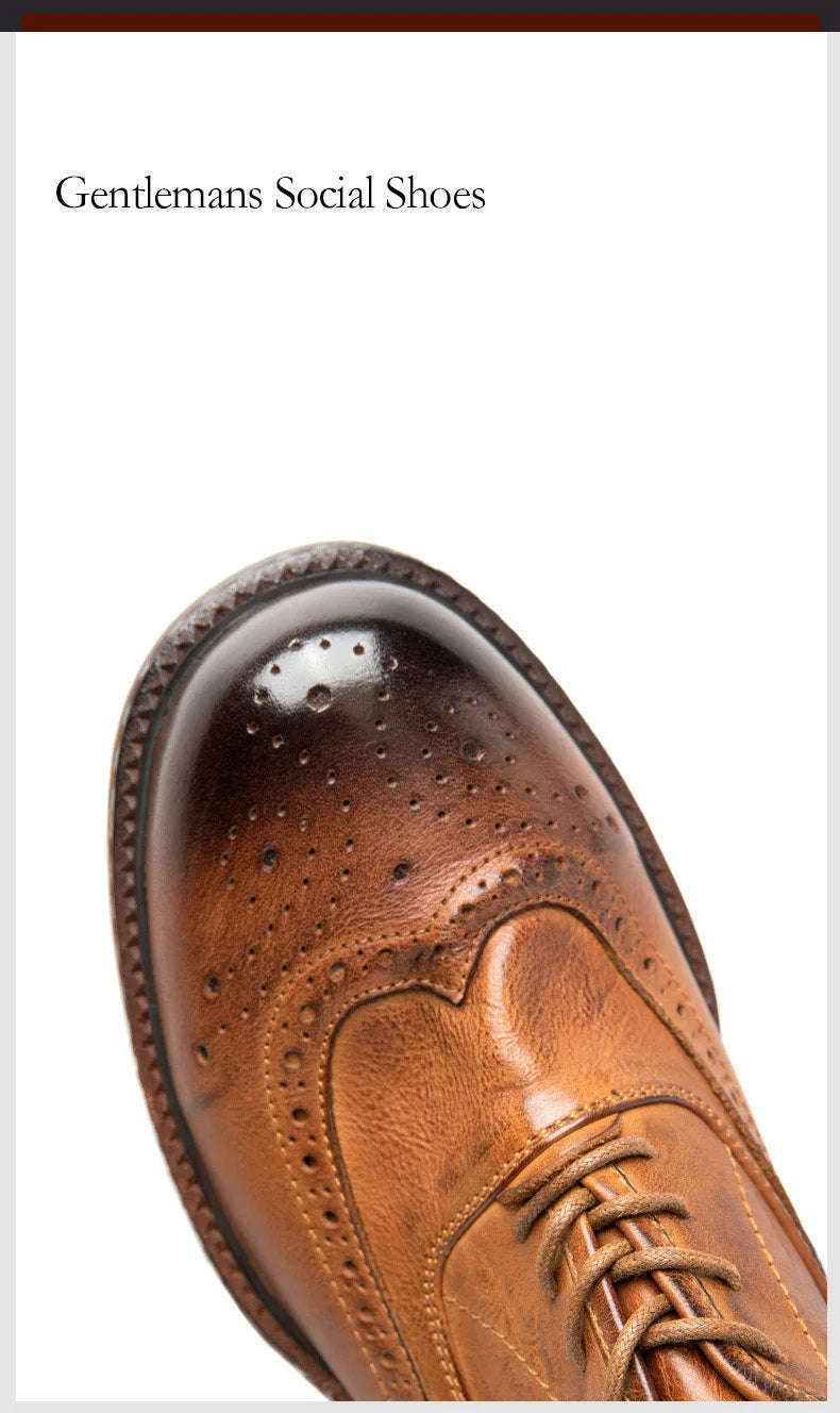 Soft Leather Mens Wedding Brogues Shoes Luxury Genuine Leather Spring Designer Handmade Quality Autumn Formal Social Shoes Man