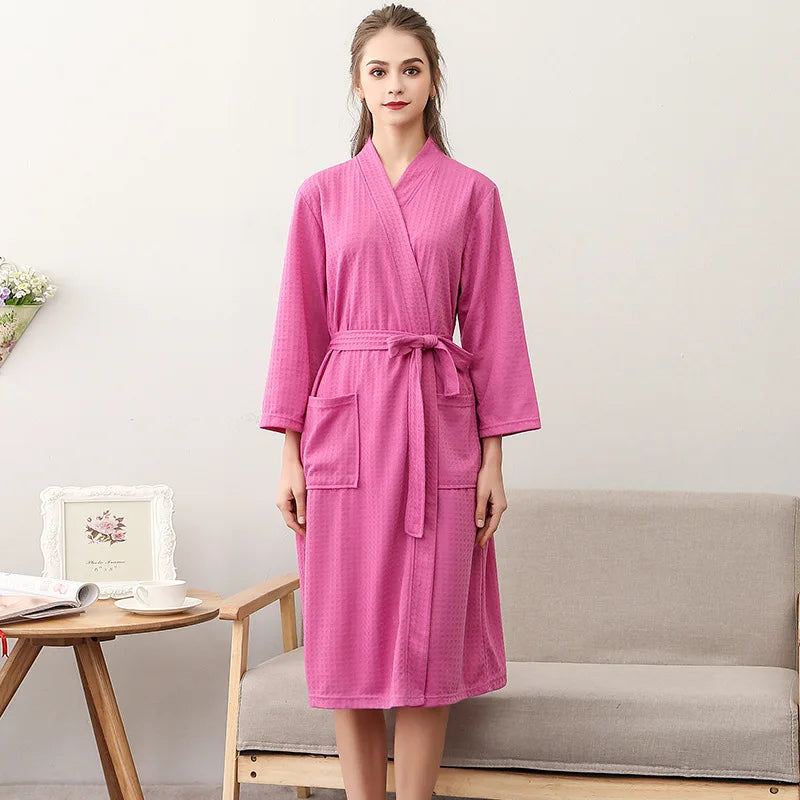 Custom Couple Bathrobe Embroidered with Names Logo Home Clothes Waffle Knit Bathrobe for Couples Hotel Spa Robe for Men Women