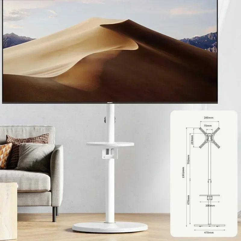 Modern Elegant Portable TV Carts Bracket with Wheels Floor-Height Adjustable Studio TV Stand for 14-43 Inch LED LCD