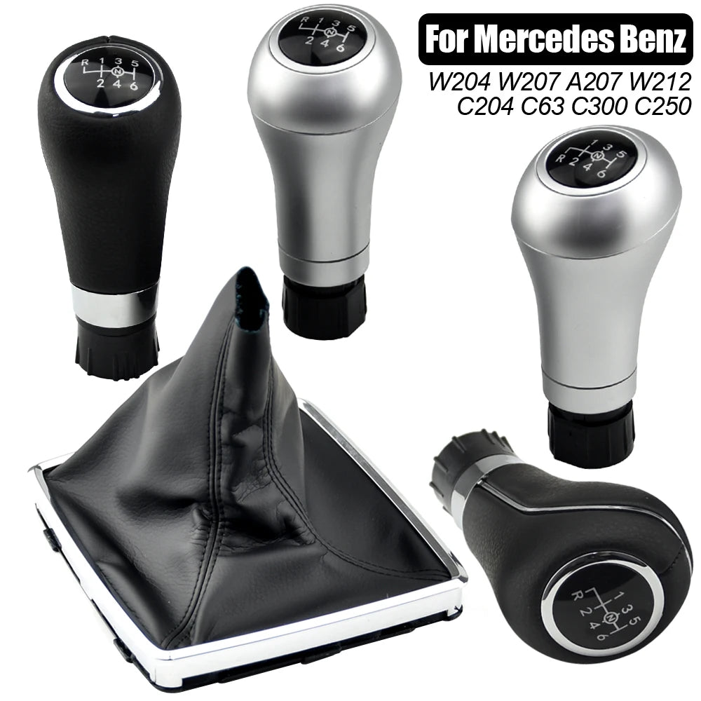 Pommeau de Levier de Vitesse 5/6 Vitesses avec Soufflet en Cuir PU pour Mercedes Benz W204 C204 C63 C300 C250 W207 A207 W212 2007-2013