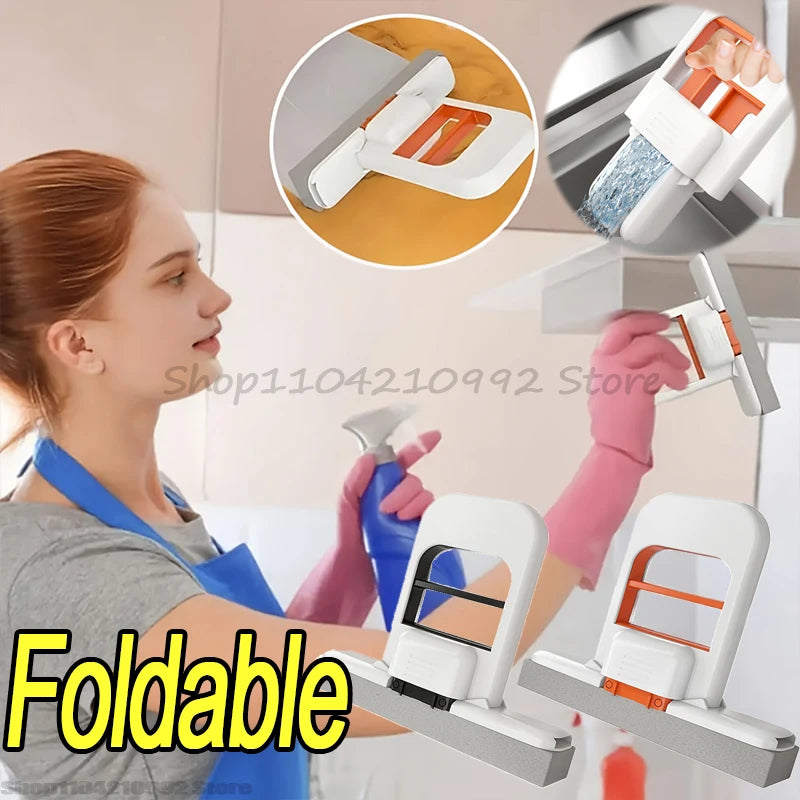 Portable Foldable Wet Dry Mop Quick Cleaning Bathroom Kitchen Mini Sponge Mop Hand-free Wash Mops Mini Portable  Floor Mop