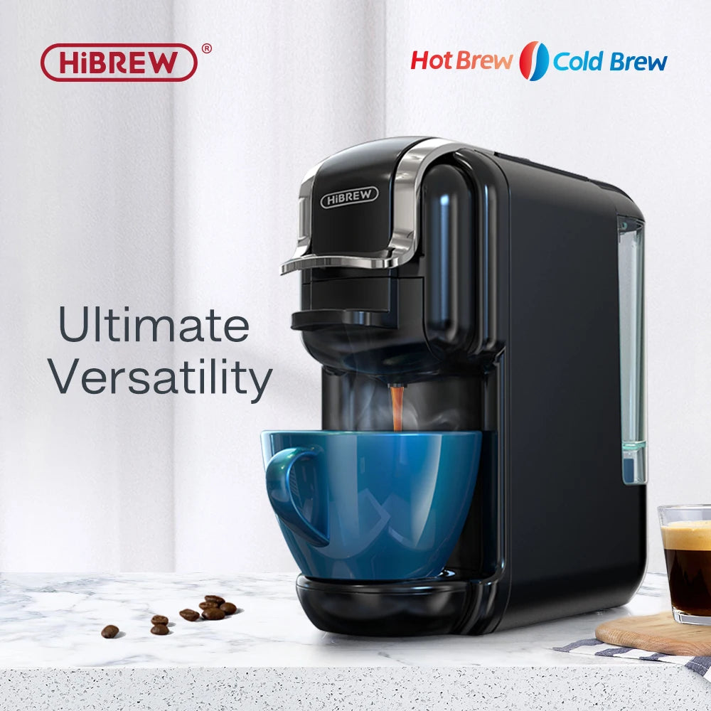 HiBREW Multiple Capsule Coffee Machine, Hot/Cold Dolce Gusto Milk Nespresso Capsule ESE Pod Ground Coffee Cafeteria 20Bar 5 in 1