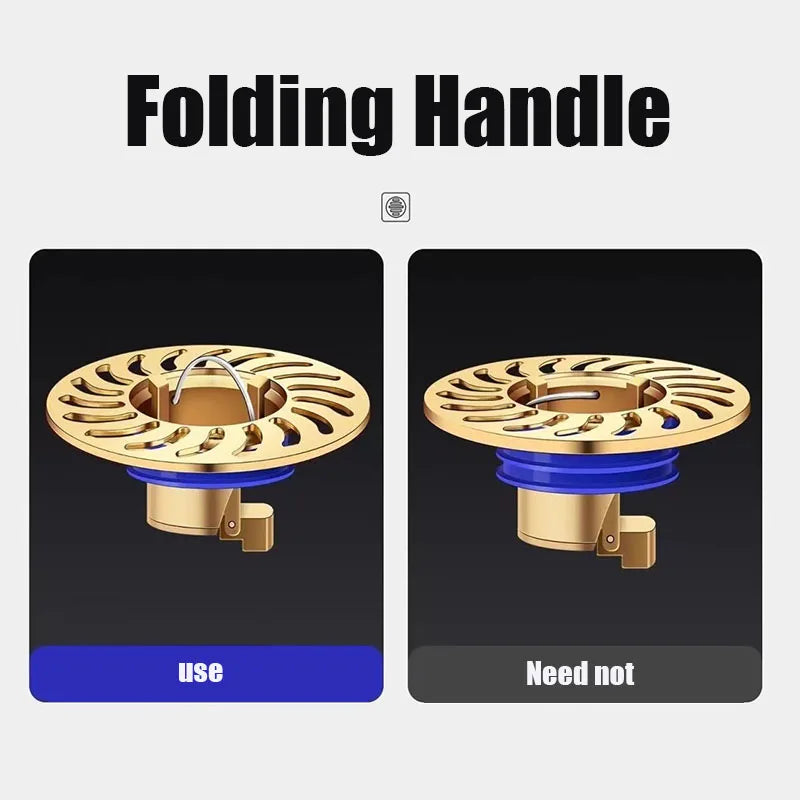 Floor Drain All-copper Shower Floor Drain Stopper Insectproof Anti-odor Deodorization Toilet Kitchen Bathroom Toilet Sewer Drain