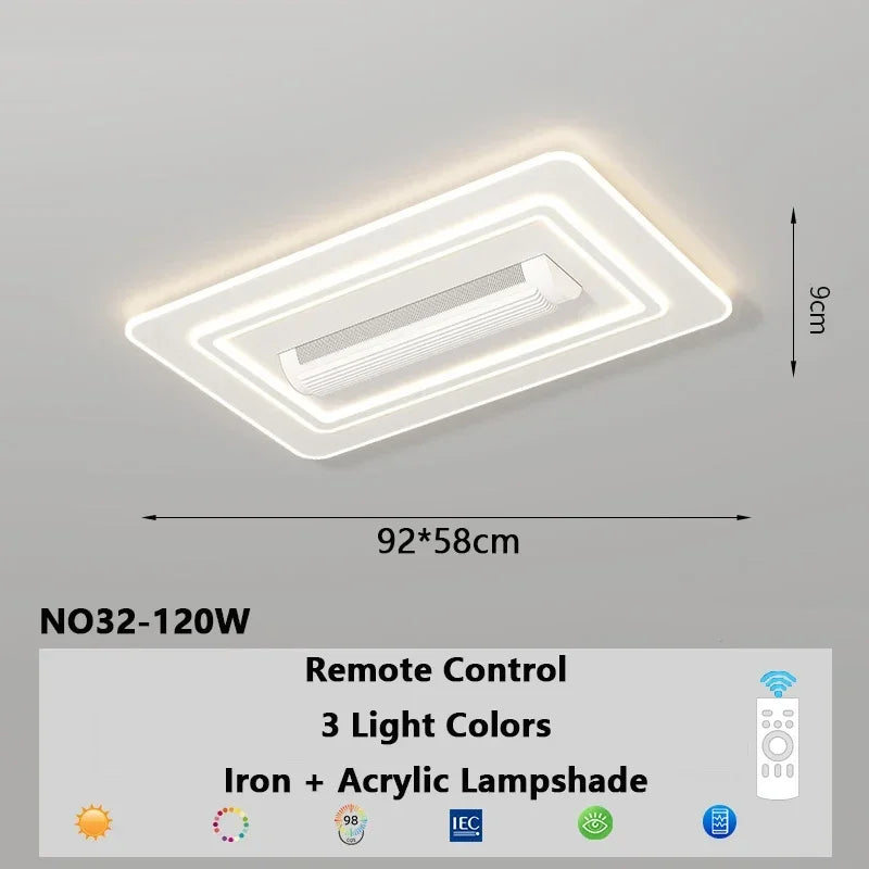 Ventilateur de plafond sans pales invisible LED Télécommande Plafonnier ventilateur pour salon, chambre, lampe ventilateur sans pales dimmable