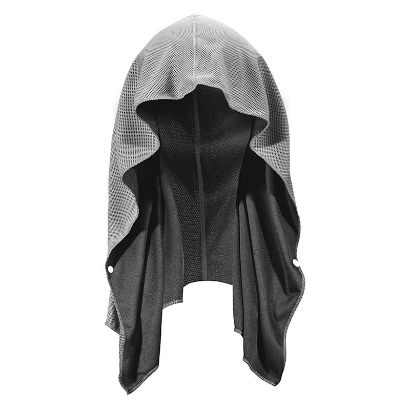 Summer Hooded Cool Towel Sun Protection Insulation Quick Drying Headscarf with Buttons for Hiking Fishing Outdoor Beach Sports